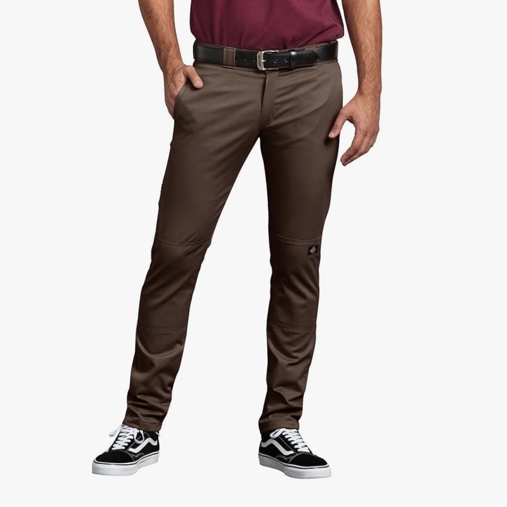 Dickies Mens Skinny-Straight Double‎ Knee Work Pants, Timber Brown, 40W x 30L